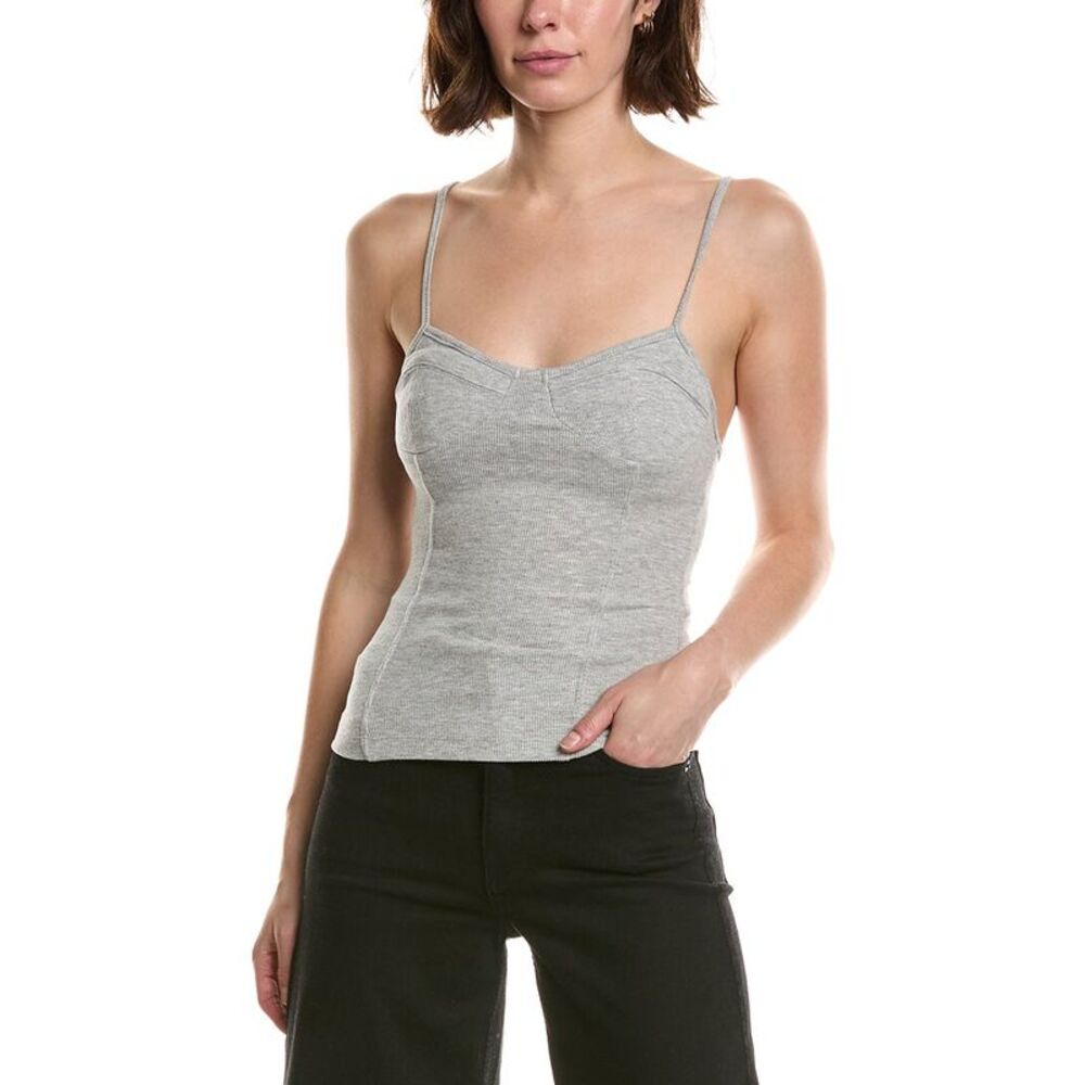 Nia Womens  Ribbed Hacci Corset Tank, Gray